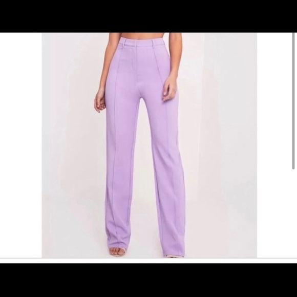 PrettyLittleThing Pants - Lilac high waist pants